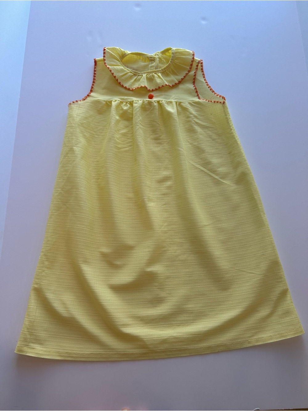 Vintage JCPenney Yellow Sleeveless Dress with Orange Trim